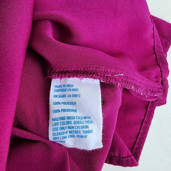 American Eagle Fushia Pink Silky Satin Ruffle V-Neck Dress Sleveless Sz XS - Picture 15 of 15